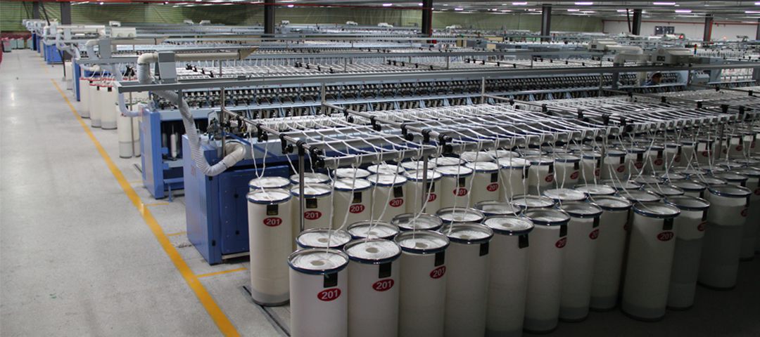 Ring spinning frames on the Long Run production floor